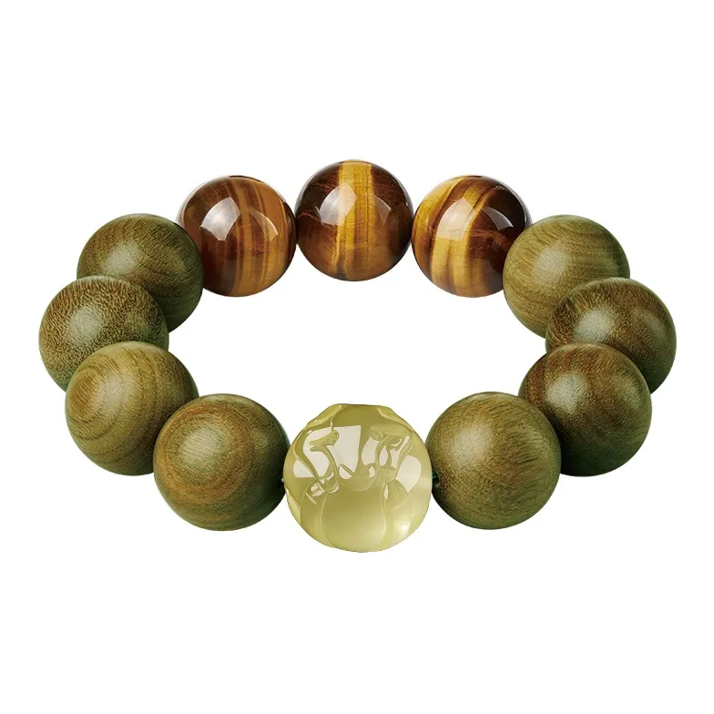 Yi Mingju Green Sandalwood Bracelets Men's-10