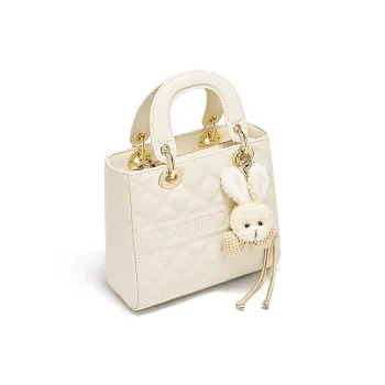 Safiya Split Cow Leather With Synthetic Leather One Shoulder Handbag Women's Ecru