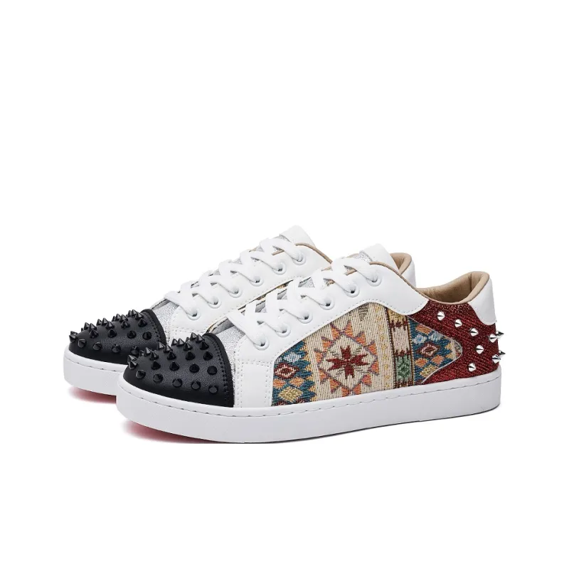 VANSSI Low Top Skateboard Shoes Men's Black White-3