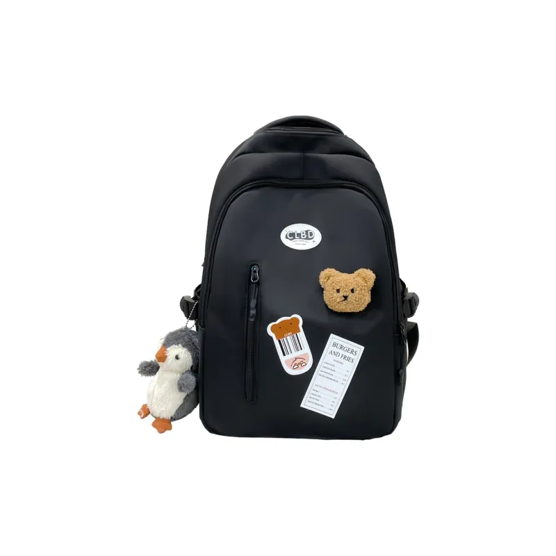 BUBM Nylon Backpack Unisex Black/Yellow/Blue/Pink-0