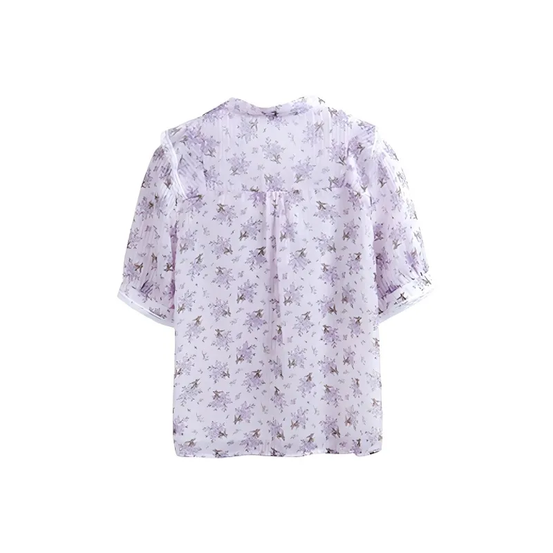OZVO Shirts Women's Purple Floral-1