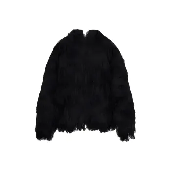 CARVEN FW24 Velvet-feel Coat Women's Black