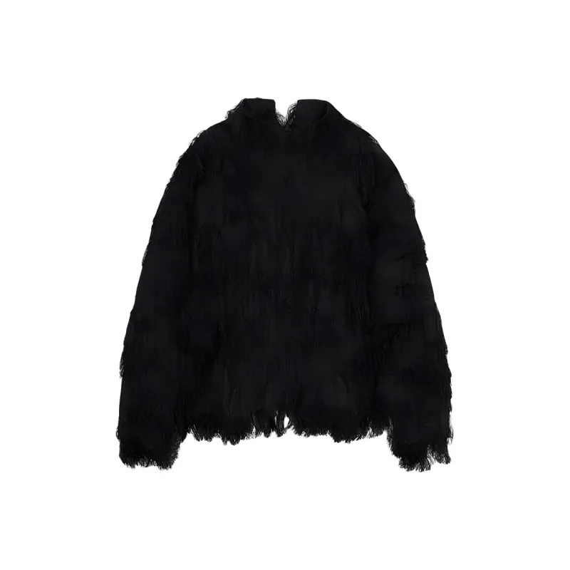 CARVEN FW24 Velvet-feel Coat Women's Black-0