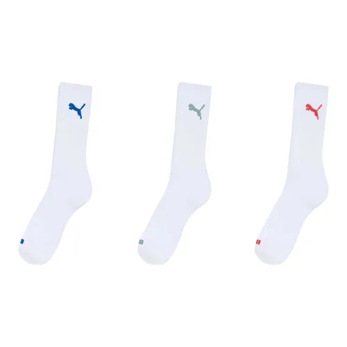 PUMA Half Terry Mid Calf Socks Men's 3 Pack White/Red