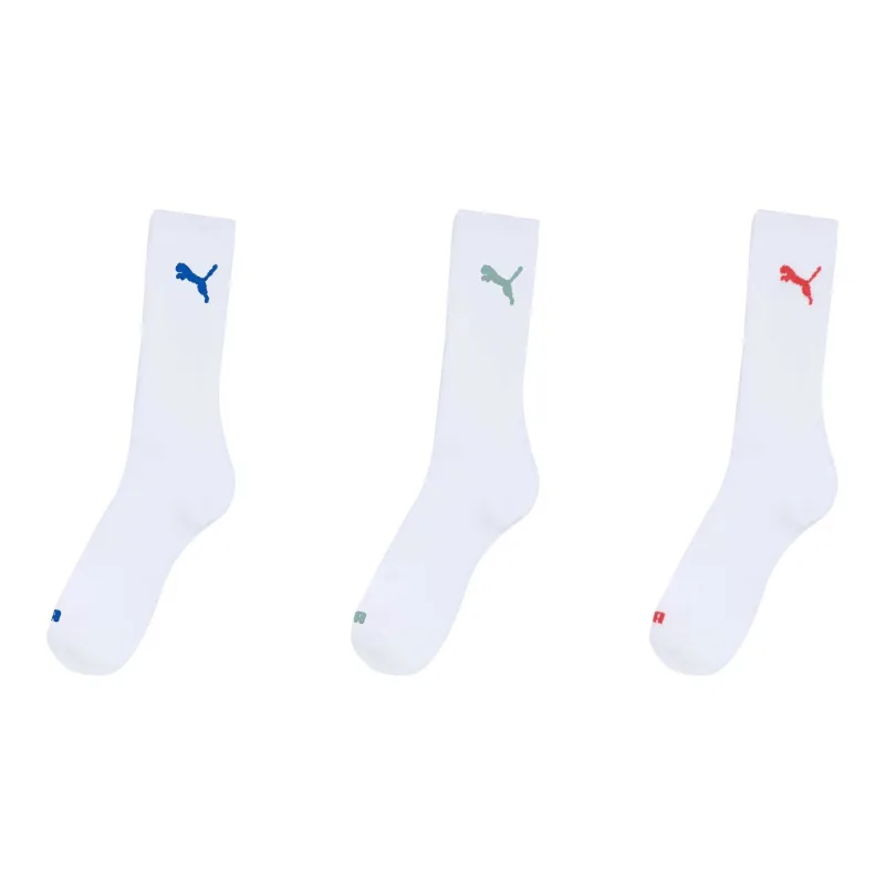 PUMA Half Terry Mid Calf Socks Men's 3 Pack White/Red-0