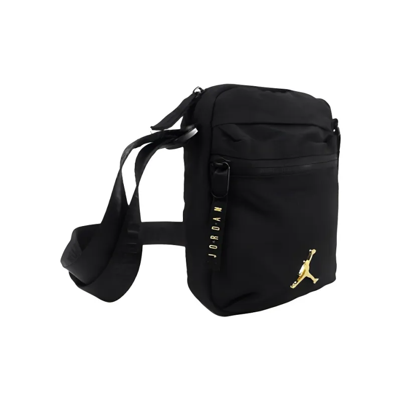 Jordan Fabric Shoulder Bag, Crossbody Bag Unisex Black & Gold-3