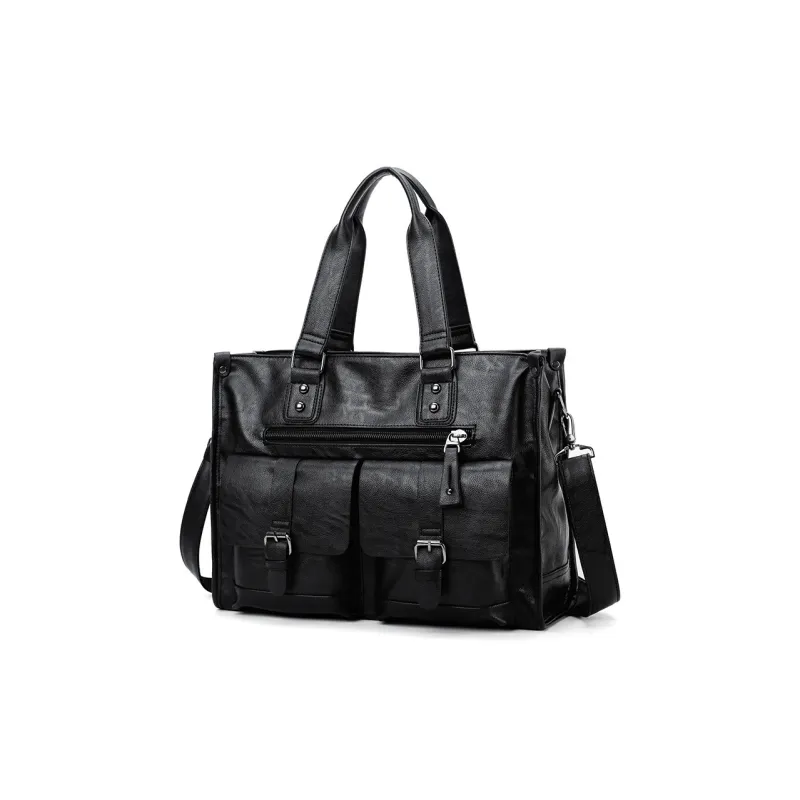 LETOO PU Leather Handbag Men's Black-0