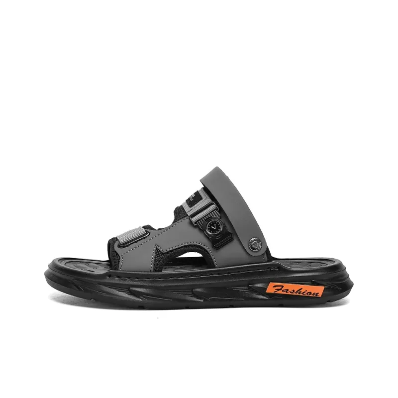 Shiozawa Beach Sandals Men Black/Gray/Khaki-4
