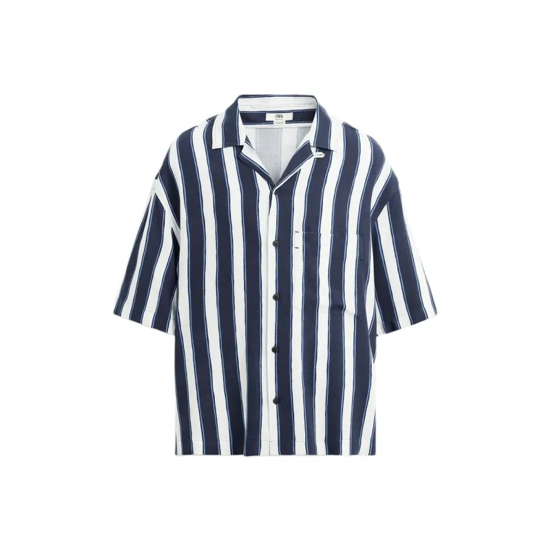 ZARA Shirts Men Sea Blue/White-0