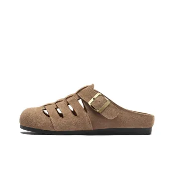 Hotwind Rubber Sole Abrasion Resistant Closed Toe Slippers Women's Brown
