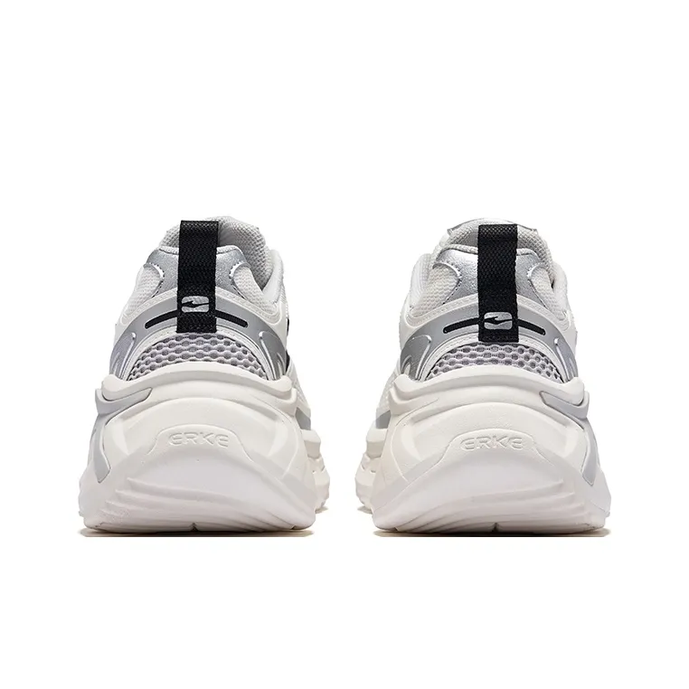 Erke Hongyu 2.0 Abrasion Resistant Breathable Low Top Chunky Sneakers Women's Microcrystal White Bright Silver-3