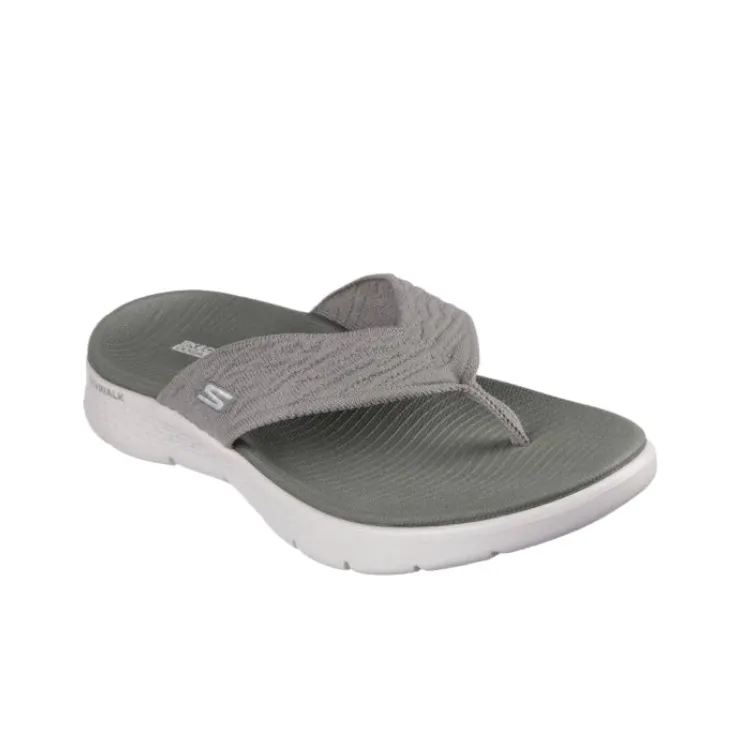 Skechers Go Walk Fle Rubber Sole Slip Resistant Flip Flops Women's Olive Green-2