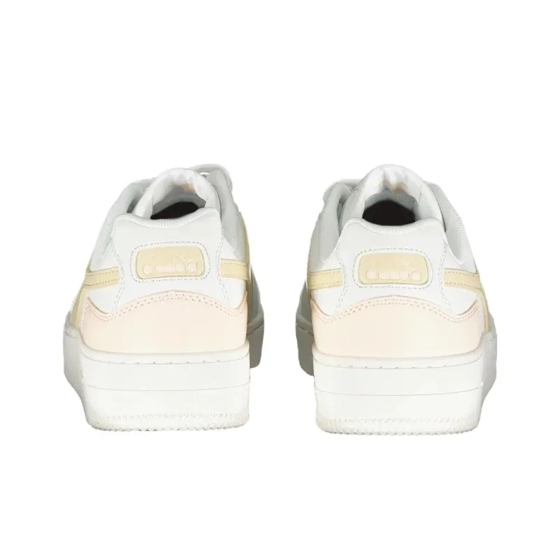 Diadora Anti Slip Wear Resistant Low Top Skateboard Shoes Women's White Yellow-3