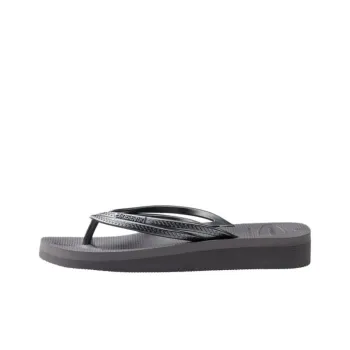 Havaianas Wedges Rubber Sole Abrasion Resistant Flip Flops Women's Gray