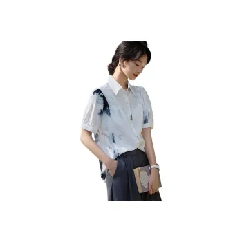 XWI SS24 Shirt Women's White Base With Ink Wash Floral