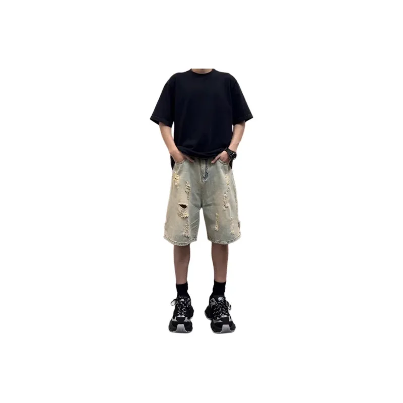 CORNILOT Denim Shorts Unisex Yellow Mud-0