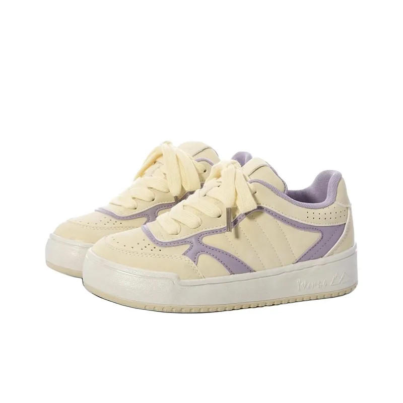 The New Age Family Low Top Skateboard Shoes Women's Light Yellow-1