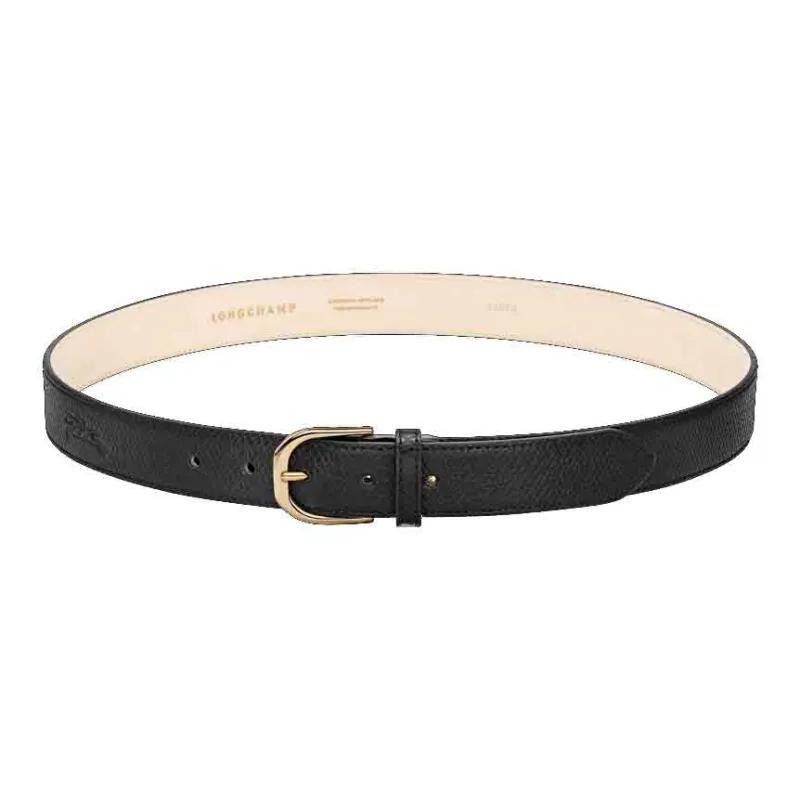 LONGCHAMP Leather Belts Women's Black Width 3CM-0