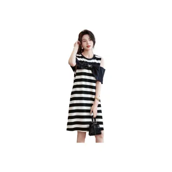 Dme Sleeveless Dresses Women's Black White Stripes