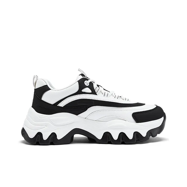 DAPHNE Shock Absorbers With Slip Resistant Features Low Top Chunky Sneakers Women's Black White-2