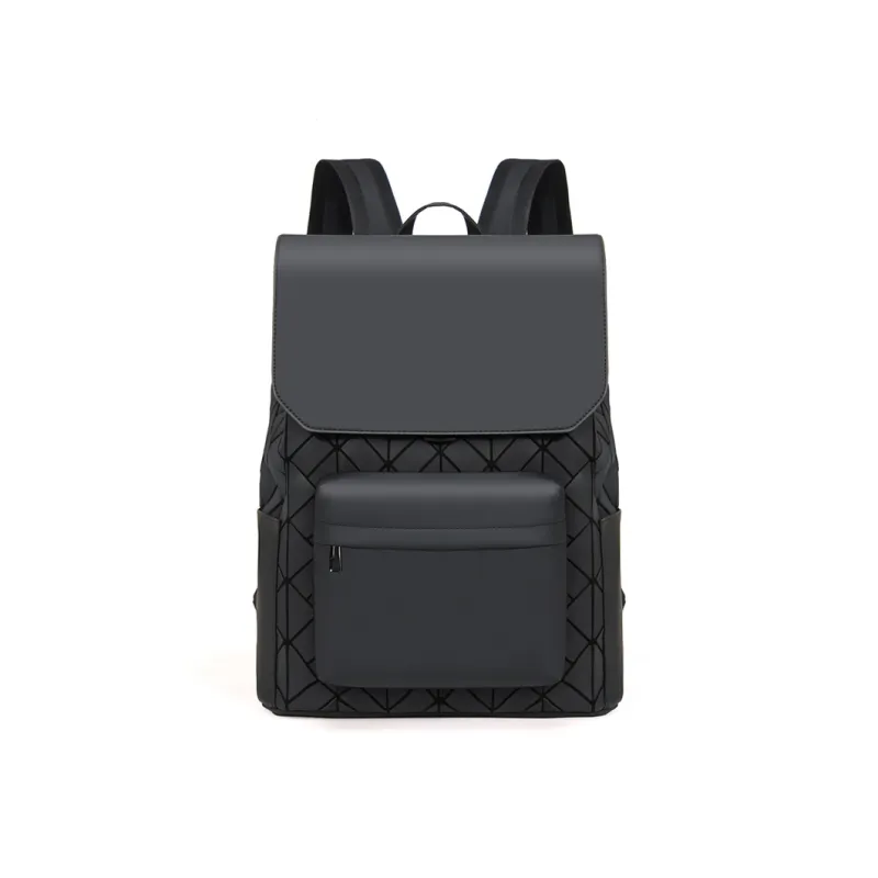 Kewuku Artificial Leather Backpack Unisex Black/Multicolor/Champagne-4