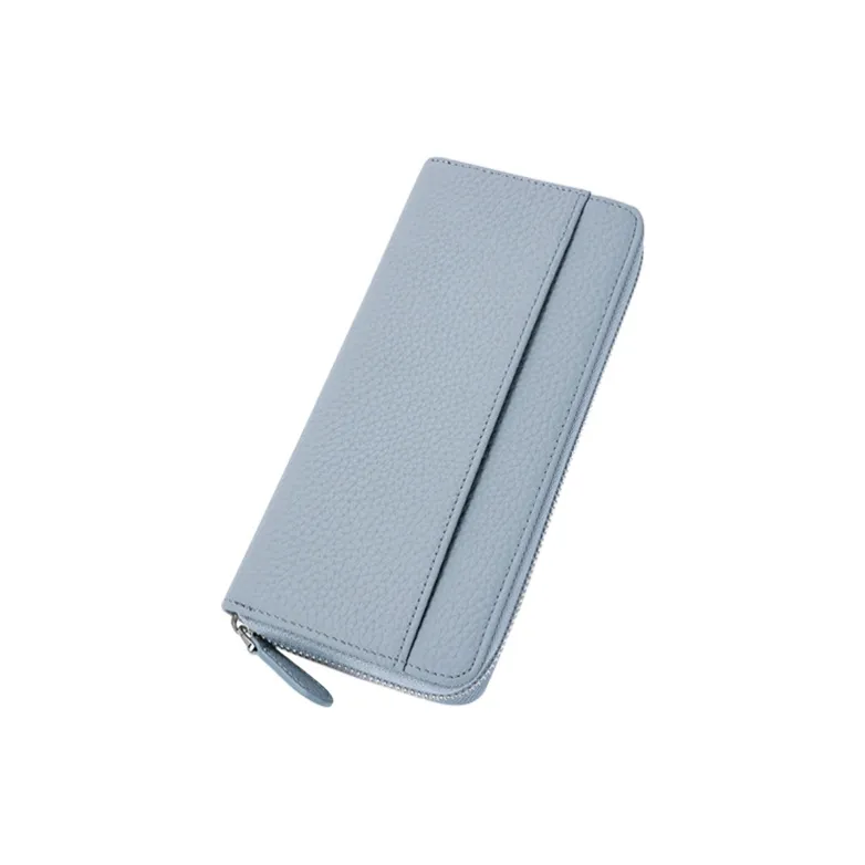 Yalu Top Grain Cow Leather Wallet Unisex Black/Light Green/Light Blue/Pink/Gray-6