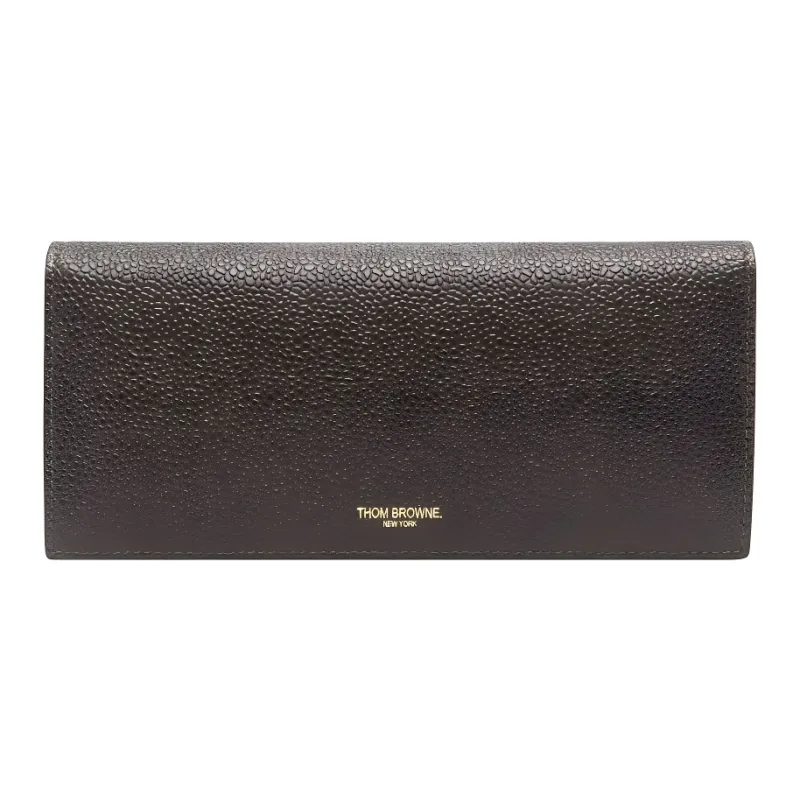 THOM BROWNE· Pebble Textured Calfskin Wallet Large Size Men's Cedar Brown-0