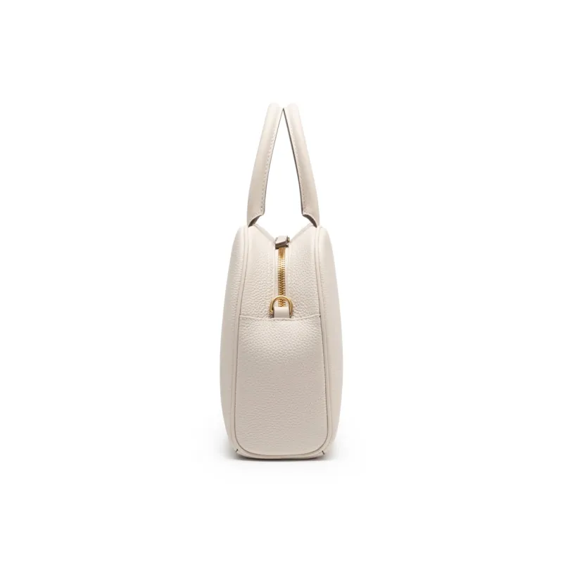 Chrisdien Deny Cow Leather Dome Bag Handbag Women's White/Red/Gray-3