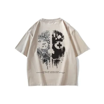FONDLOOK T Shirts Unisex Light Beige Apricot