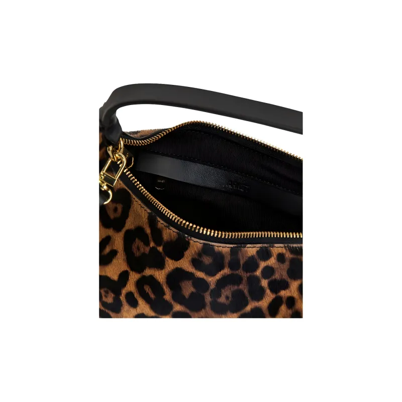 ARKET Cow Leather Shoulder Bag Crossbody Bag Handbag Medium Size Women's Brown & Black-4