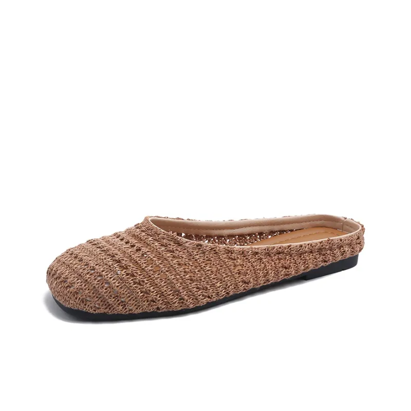 AJPAP Rubber Sole Woven Closed Toe Slippers Women's-10