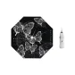 Automatic Trifold Dark Butterfly-Silver Leather