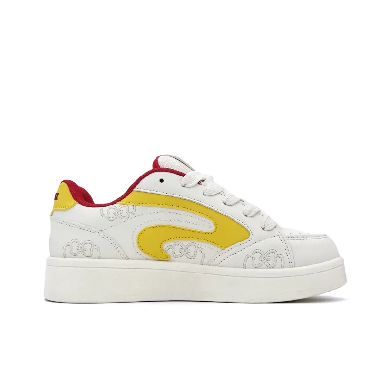 ALI THE FOX Height Increasing Moisture Wicking Low Top Skateboard Shoes Women's Beige Yellow-3