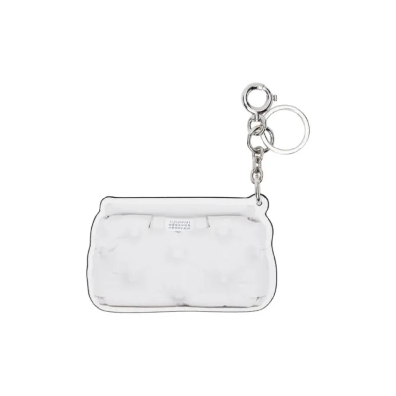 Maison Margiela Calfskin, Metal Keychains Unisex White-0