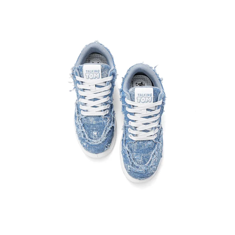 TALKING TOM Abrasion Resistant Breathable Low Top Skateboard Shoes Unisex Denim Blue-12