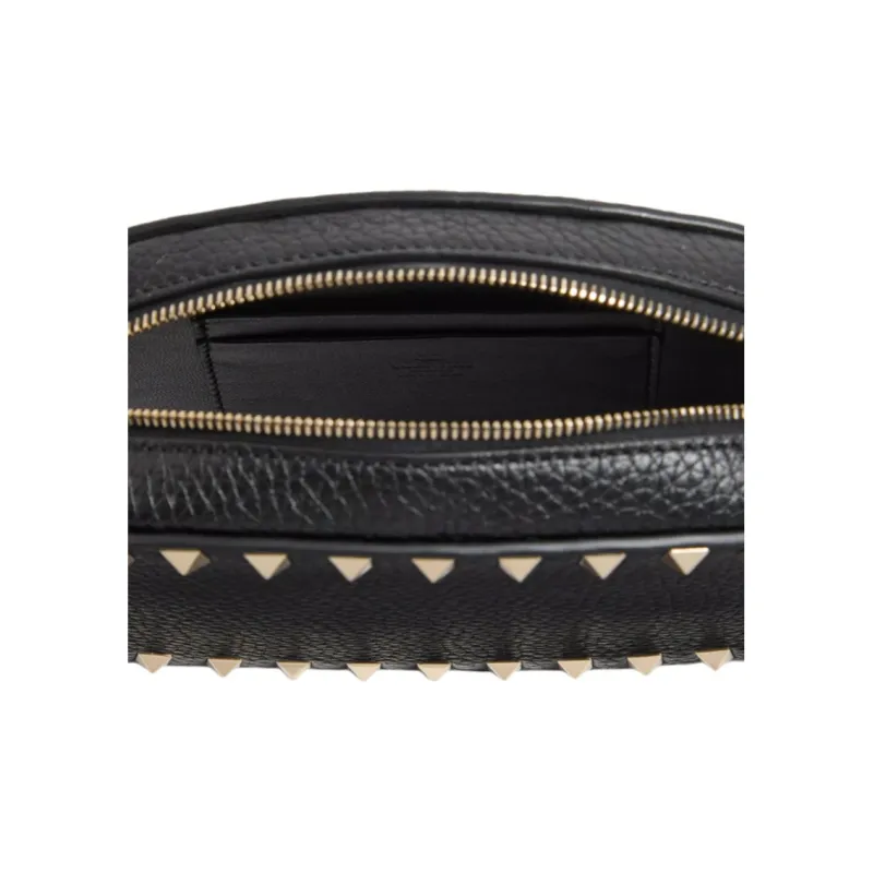 Valentino Cow Leather Shoulder Bag Mini Women's Black-4