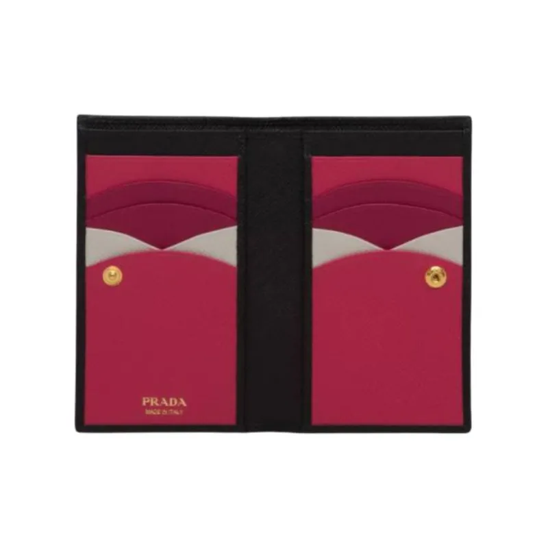 PRADA Saffiano Leather Wallet Trumpets Unisex Black-2