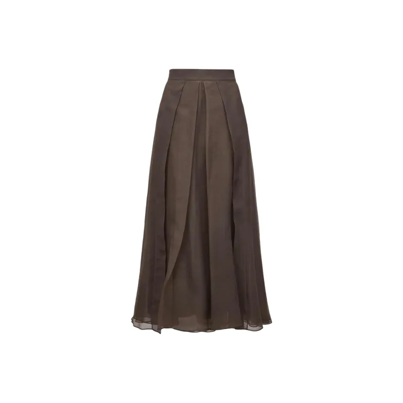 Brunello Cucinelli Casual Long Skirt Women's Dark Brown-0