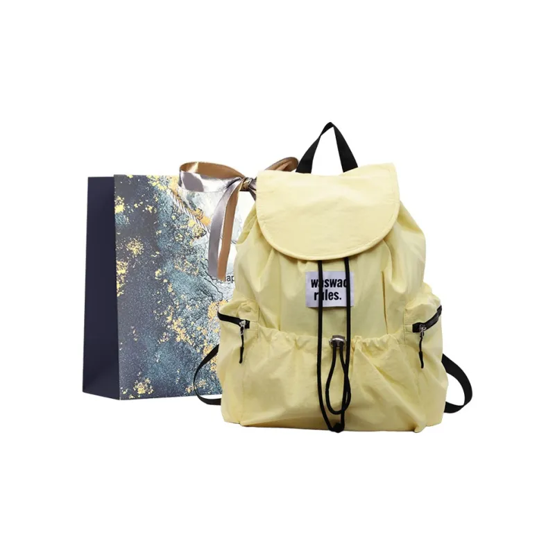 Iman's House Fabric Backpack Regular Women's Ecru/Yellow/Khaki/Green/Pink-4