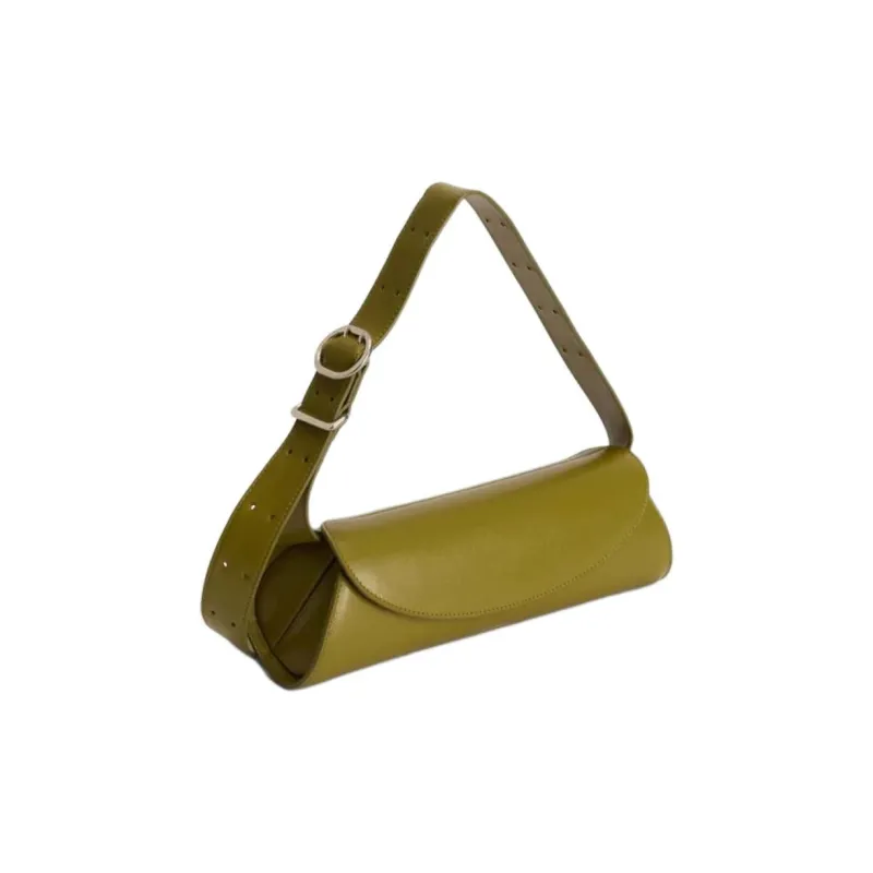 JIL SANDER Cannolo Calfskin Shoulder Bag Trumpets Women's Olive Green-1