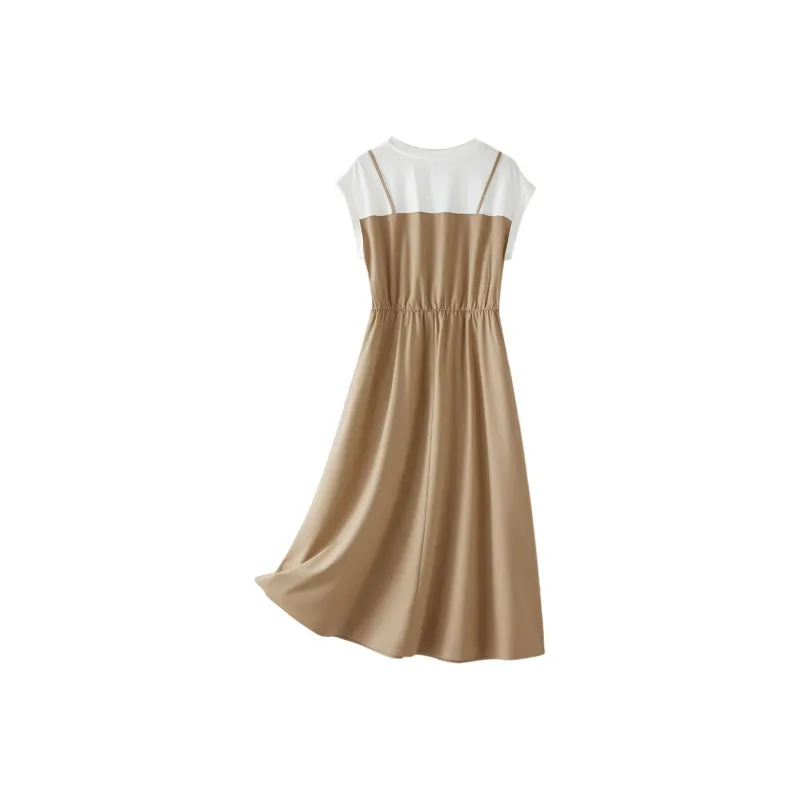 IHIMI Short Sleeved Dress Women's Light Khaki-1