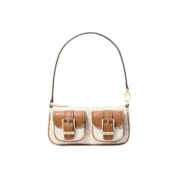 MICHAEL KORS Canvas Handbag, Shoulder Bag Small Size Women's Vanilla White