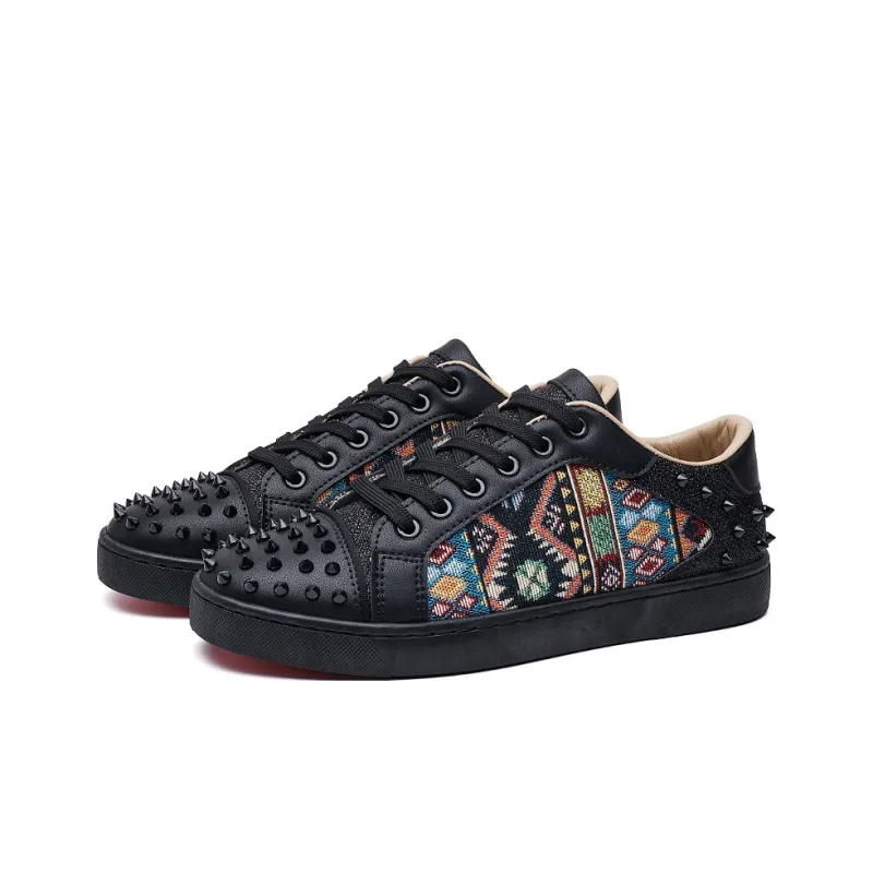 VANSSI Low Top Skateboard Shoes Men's Black-3