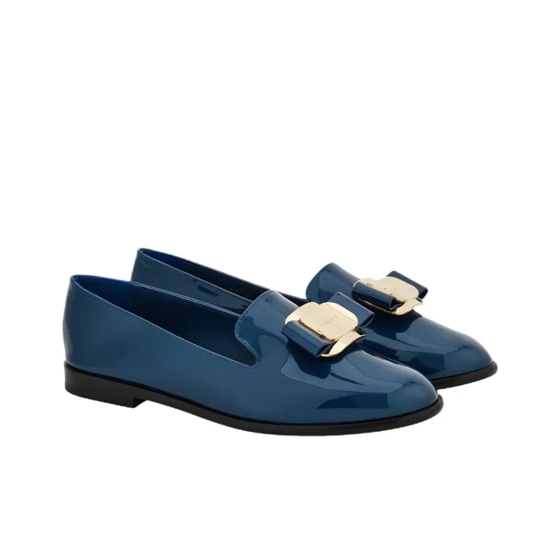 FERRAGAMO Vara Casual Single Shoes Women's Blue-2
