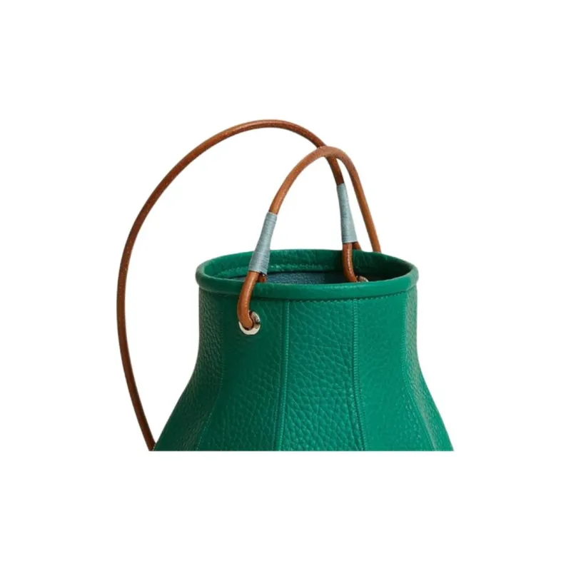 HERMES Little Bull Leather Shoulder Bag, Crossbody Bag Women's Green-1