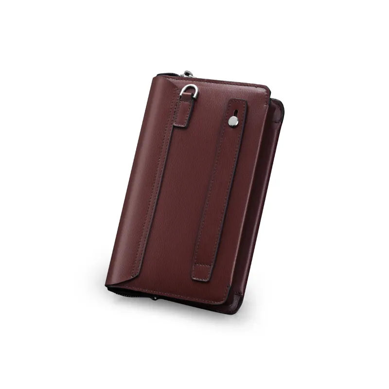 WilliamPOLO Split Cow Leather Money Clip, Wallet, Card Holder, Smartphone Passport Holder, Clutch Men's Black/Coffee-7