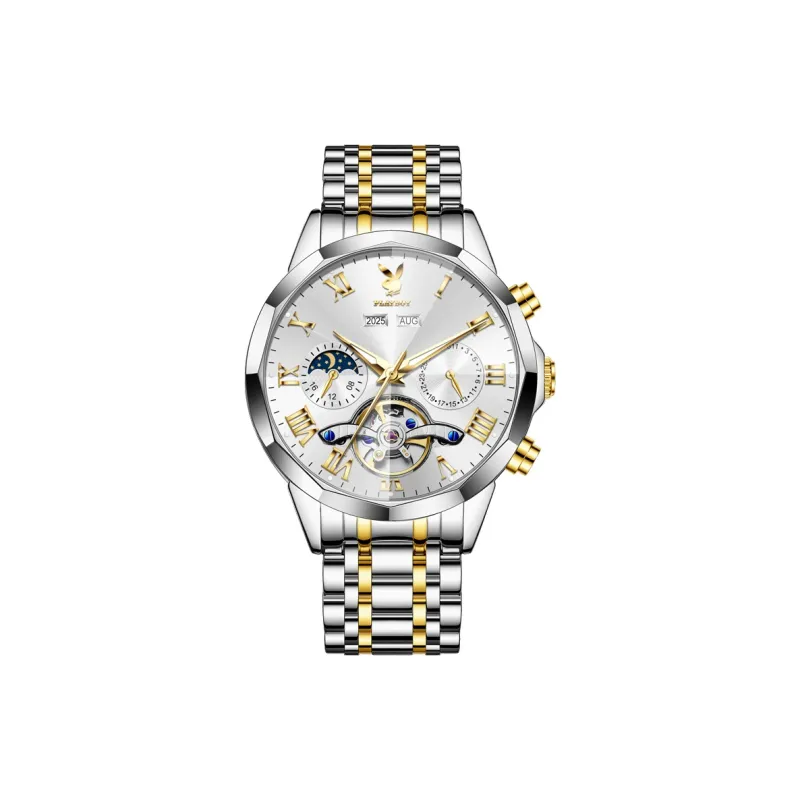 Playboy Explorer Collection Mechanical Movement Stainless Steel Watchband Watch Men's Watches Black Dial-13