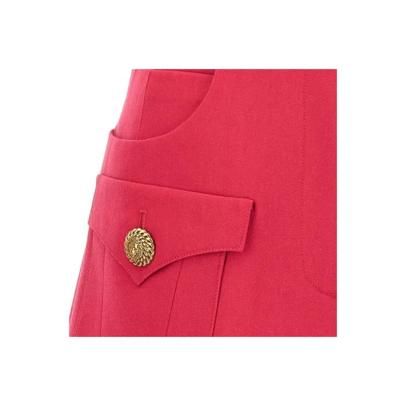 BALMAIN Logo Button Mini Skirt-6