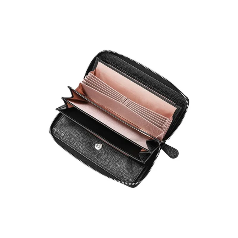 Yalu Top Grain Cow Leather Wallet Unisex Black/Light Green/Light Blue/Pink/Gray-1