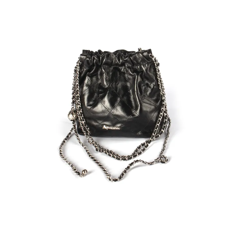 AQUASCUTUM Top Grain Cow Leather Underarm Shoulder Bag Women's Black-1